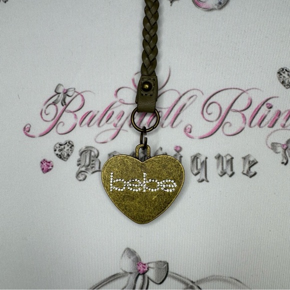 Bebe keychain charm bling rhinestone diamonds heart gold brown grey braided y2k - Picture 3 of 6